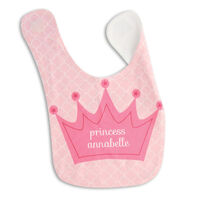 Sweet Princess Baby Bib with Pink Crown Design