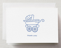 Letterpress Blue Pram Thank You Boxed Note Cards