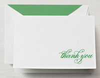 Hand Engraved Spring Green Boxed Thank You Notes