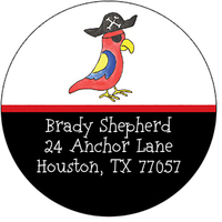 Pirate Parrot Round Address Labels