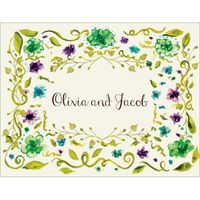Green Roses Marquee Foldover Note Cards
