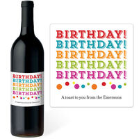 Colorful Birthday Wine Labels