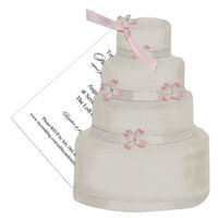 Cake with Pink Flowers Die-cut Invitations