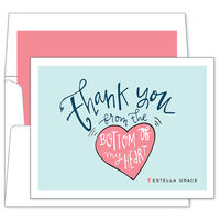 Thank You from the Bottom of My Heart Aqua Note Cards