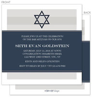 Navy Wrap with Star of David Bar Mitzvah Invitations