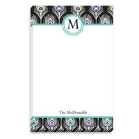 Black Peacock Feather Initial Notepads