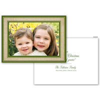 Green Burlap Border Folded Photo Cards