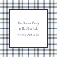 Gray and Blue Check Address Labels