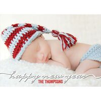 New Year Script Folded Holiday Photo Cards