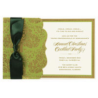Gilded Holly Side Pocket Die-cut Invitations