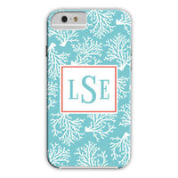 Coral Repeat Teal iPhone Hard Case