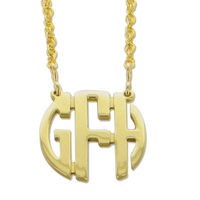 Petite Gold Tone Circle Monogram Necklace