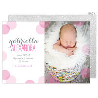 Pink Baby Confetti Photo Birth Announcements