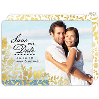 Gold Flowers Save the Date Photo Cards