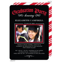 Red Chalkboard Graduation Diploma Photo Invitations