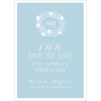 Blue Vintage Wreath Save the Date Cards