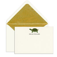 Elegant Note Cards with Engraved Turtle