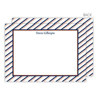 Navy and Orange Striped Bordered Note Cards