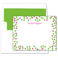 Pink and Green Dots Flat Note Cards