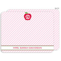 Pink Monogrammed Apple Flat Note Cards