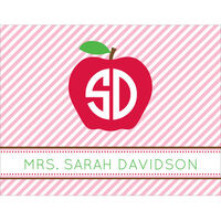 Pink Monogrammed Apple Foldover Note Cards