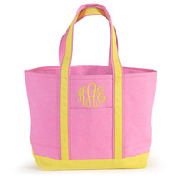 Personalized Medium Coral & Yellow Boat Tote