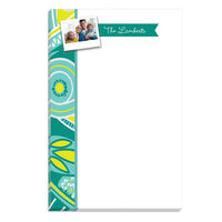 Teal Green Banner Modern Leaves Photo Notepads