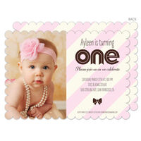 First Birthday Stripes and Bow Invitations