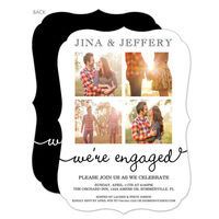 White Our Love Story Engagement Invitations