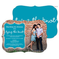 Turquoise Tying The Knot Engagement Invitations