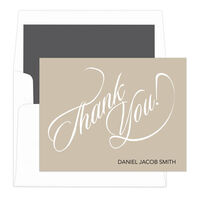 Tan Calligraphy Thank You Note Cards