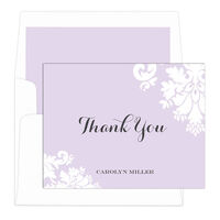 Lilac Damask Thank You Note Cards