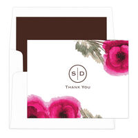White Poppy Initials Thank You Note Cards