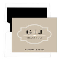 Tan Marquee Thank You Note Cards