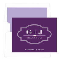 Purple Marquee Thank You Note Cards