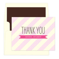 Pink Striped Thank You Note Cards