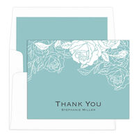 Slate Woodcut Roses Thank You Note Cards