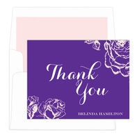 Purple Vintage Roses Thank You Note Cards