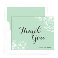 Mint Vintage Roses Thank You Note Cards
