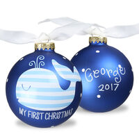 Blue Whale Glass Christmas Ornament