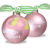Pink Elephant Glass Christmas Ornament