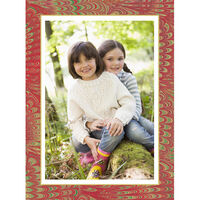 Red and Green Marbleized Border Photo Holiday Cards