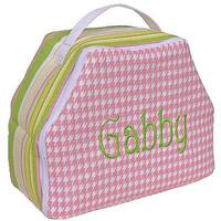 Pink Houndstooth Embroidered Travel Lunch Box
