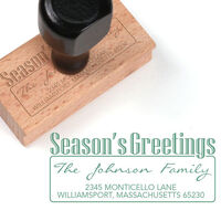 Modern Season's Greetings Wood Handle Rubber Stamp