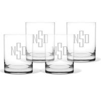 Deep Etched Monogrammed Deluxe Double Old Fashioned Glassware Set