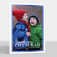 Chanukah Blue Foil Border Photo Cards