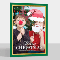 Green Christmas with Gold Foil Border Photo Cards