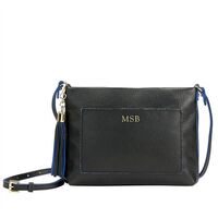 Personalized Black Leather Crossbody Bag
