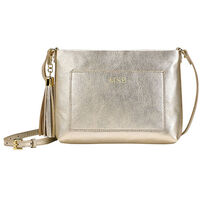 Personalized White Gold Leather Crossbody Bag
