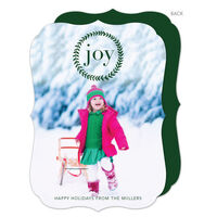 Green Wreath Filled with Joy Holiday Photo Cards
